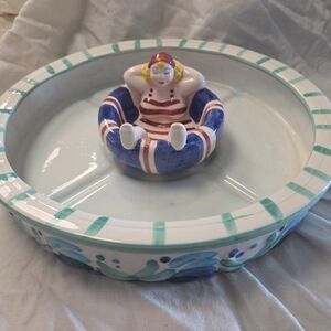Lotus Nantucket Pool Shaped Chubbies Lady Tube Serving Bowl Chip Dip Dish 90s
